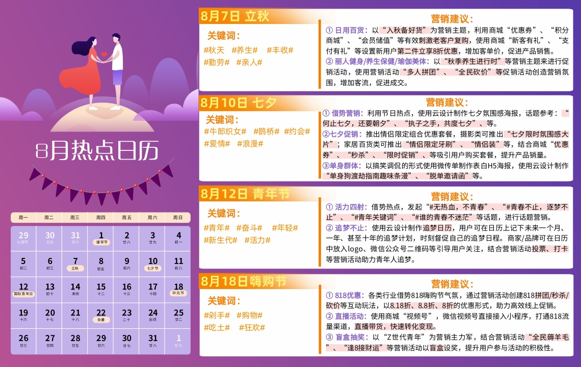 云互動(dòng)系統(tǒng)發(fā)布8月份營銷熱點(diǎn)日歷